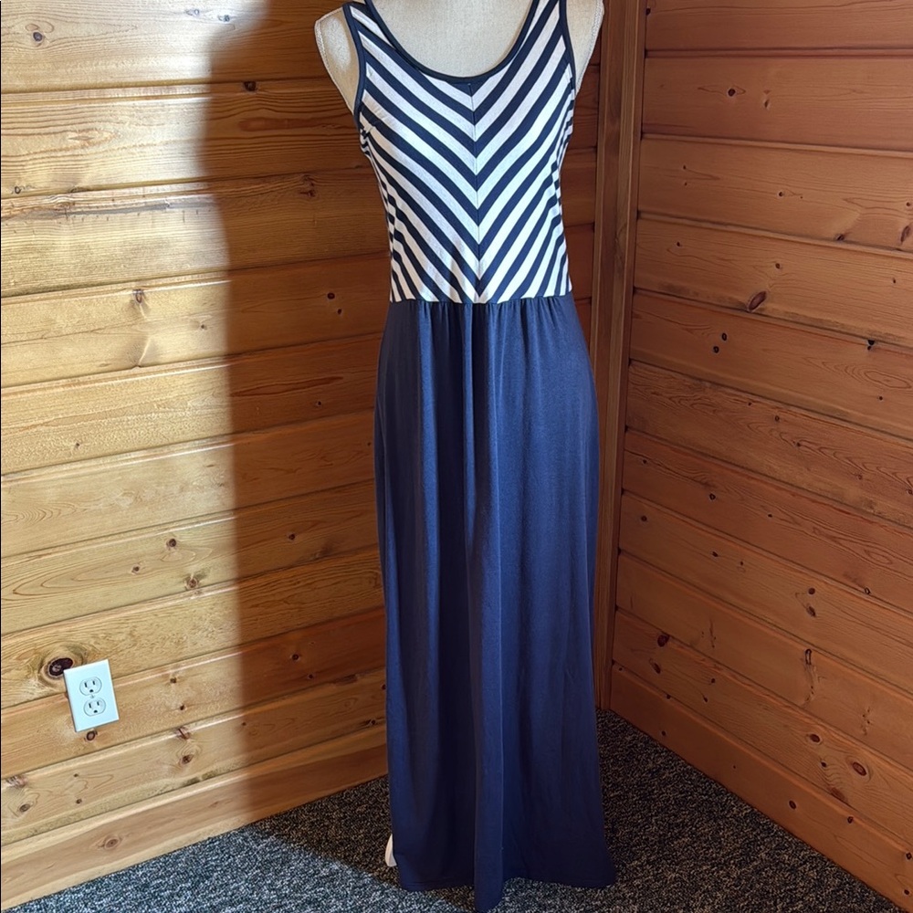 Toad&Co Striped Navy Maxi Dress